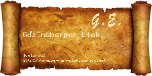 Günsberger Elek névjegykártya